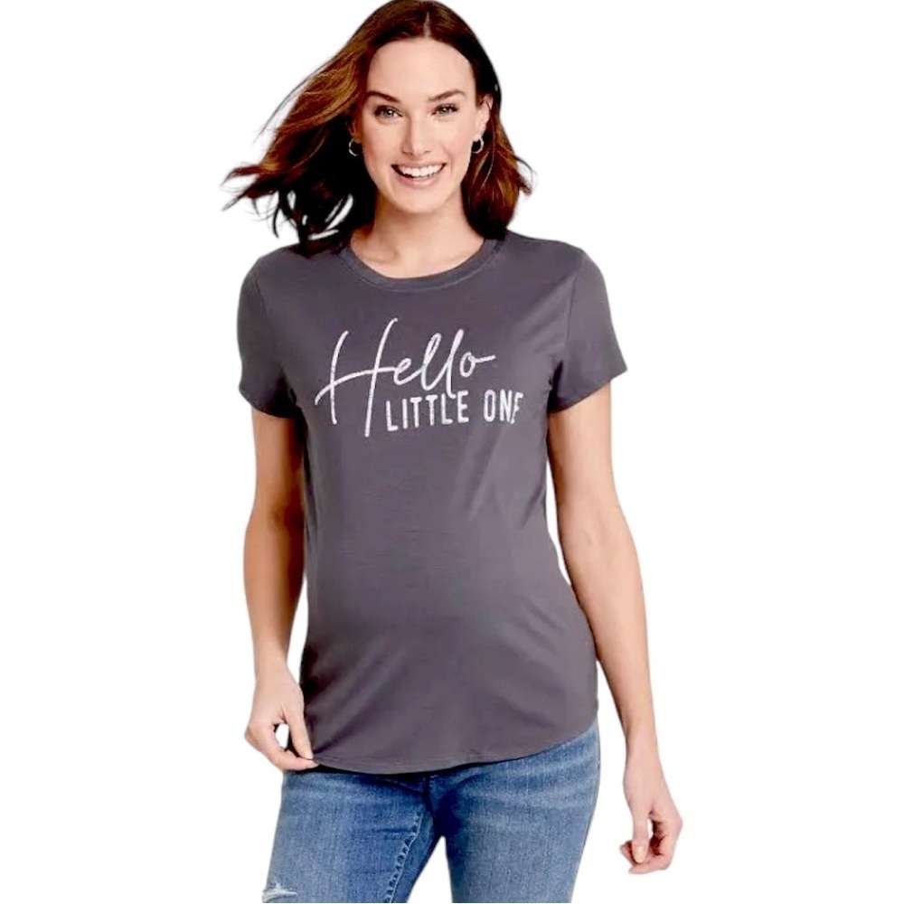 Womenโs Maternity Reveal T Shirt Hello Little One xs Ingrid & Isabel Maternity